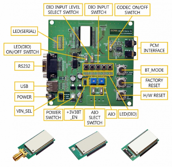 Parani BCD110V3 Bluetooth certified v2.0+EDR Class 1 embedded OEM SPP Module Starterkit with Developerboard