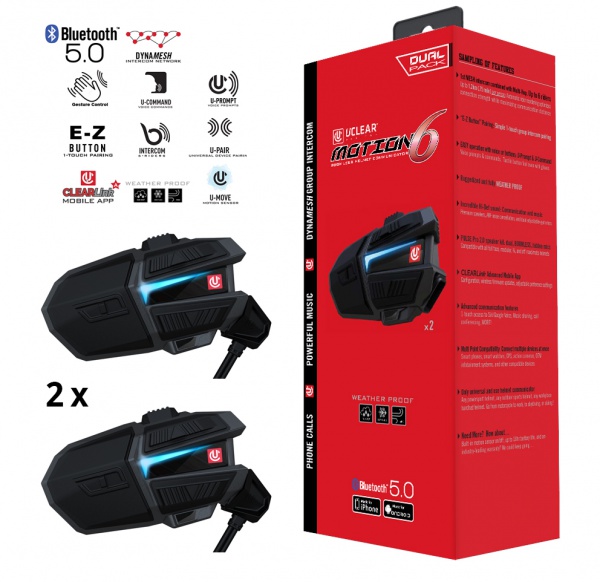 Motion 6 Bluetooth 5.0 & MESH Intercom Headset – Dual Kit