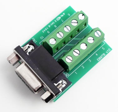 DB9 male connector to terminal block adapter